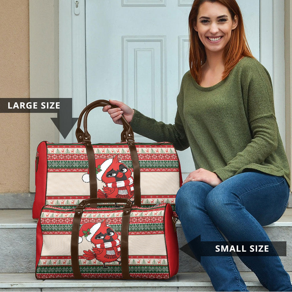 Aussie Cardinal Christmas Travel Bag Festive Knitted Pattern Inspired
