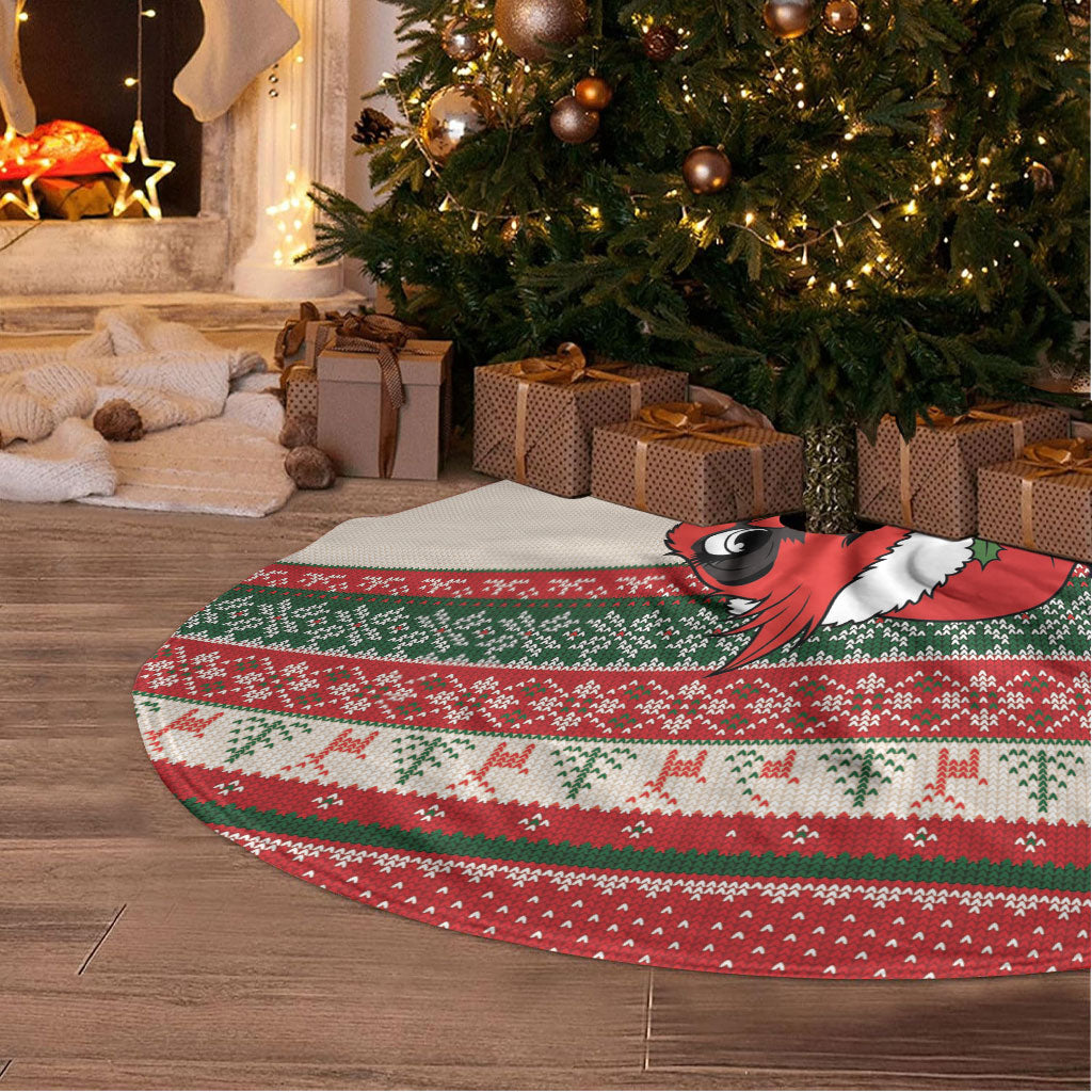 Aussie Cardinal Christmas Tree Skirt Festive Knitted Pattern Inspired