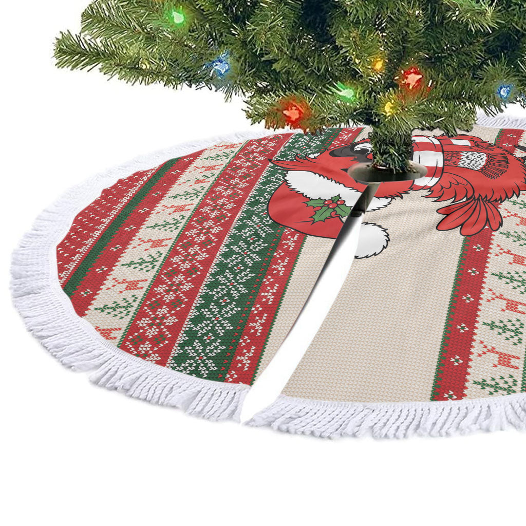 Aussie Cardinal Christmas Tree Skirt Festive Knitted Pattern Inspired