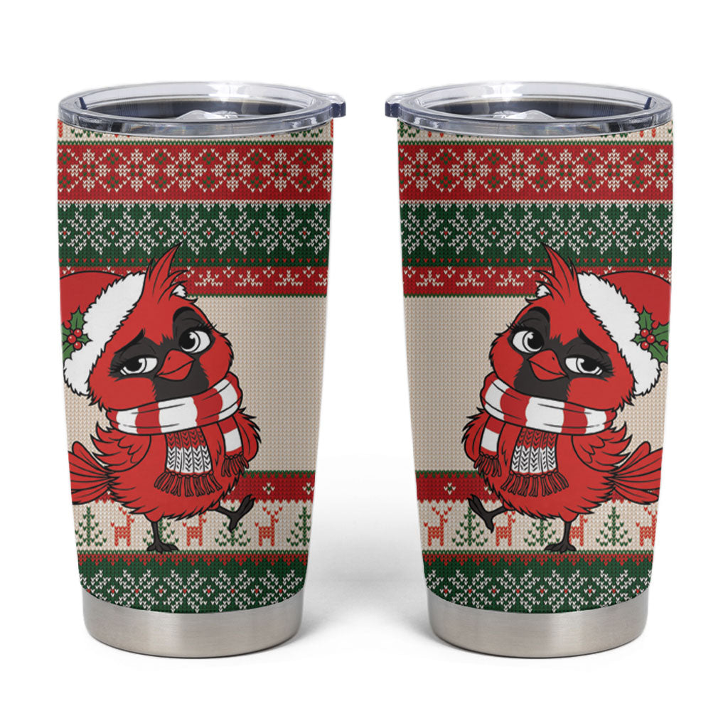 Aussie Cardinal Christmas Tumbler Cup Festive Knitted Pattern Inspired