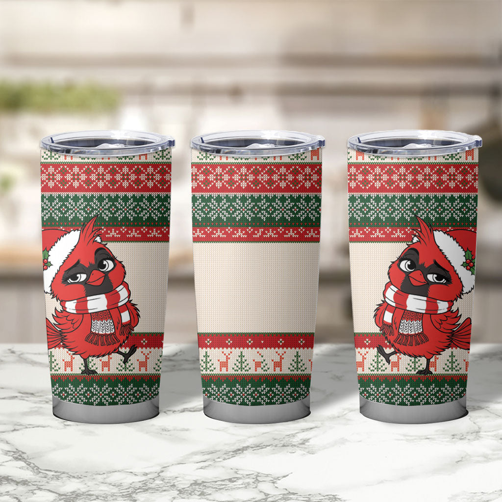 Aussie Cardinal Christmas Tumbler Cup Festive Knitted Pattern Inspired