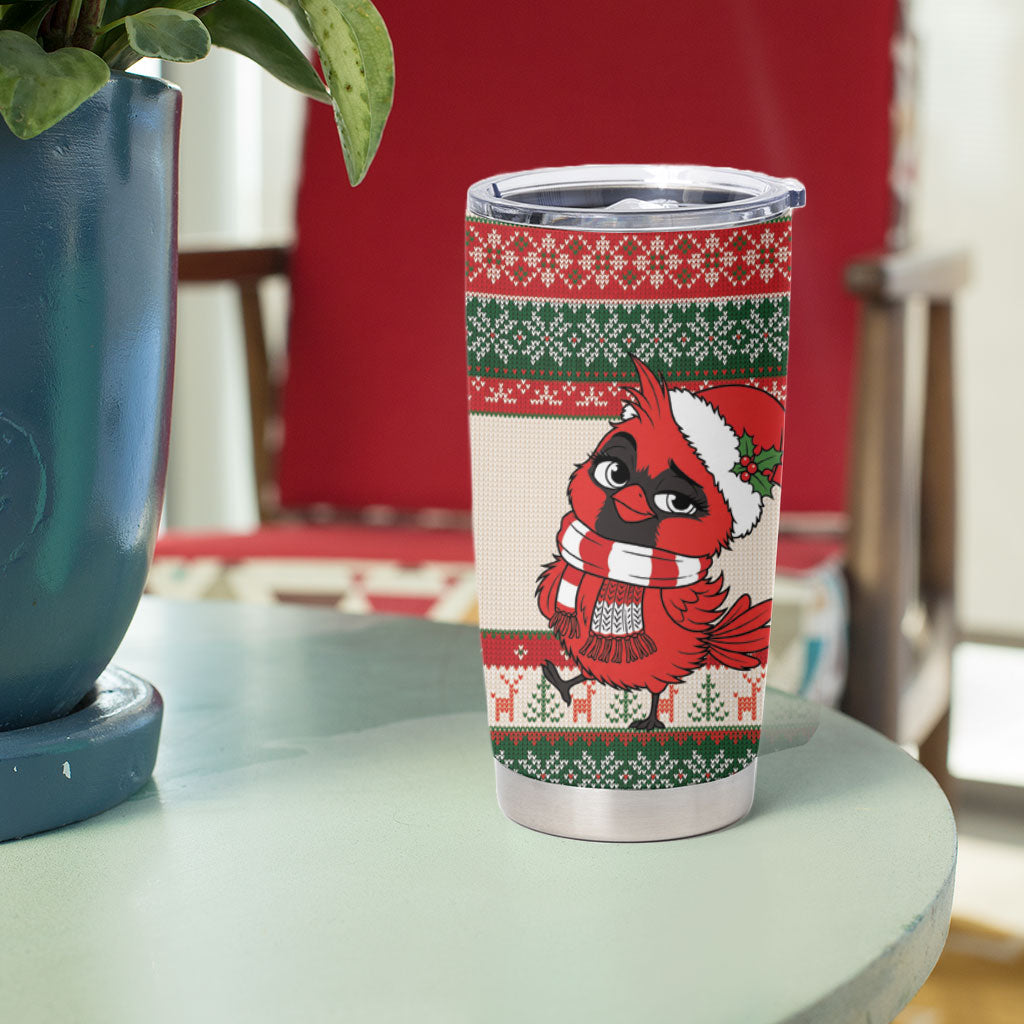 Aussie Cardinal Christmas Tumbler Cup Festive Knitted Pattern Inspired