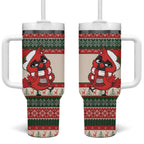 Aussie Cardinal Christmas Tumbler With Handle Festive Knitted Pattern Inspired