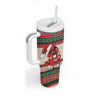 Aussie Cardinal Christmas Tumbler With Handle Festive Knitted Pattern Inspired