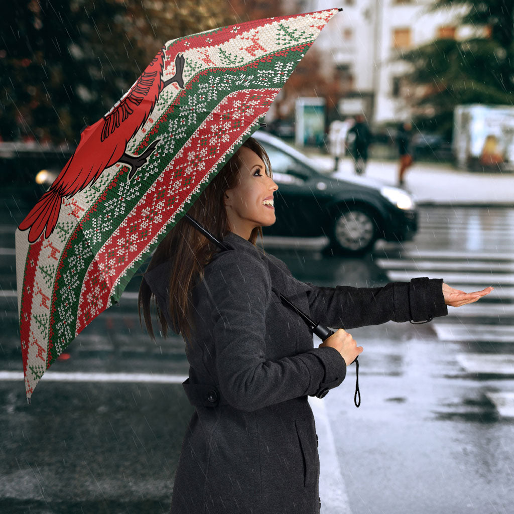 Aussie Cardinal Christmas Umbrella Festive Knitted Pattern Inspired