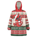 Aussie Cardinal Christmas Wearable Blanket Hoodie Festive Knitted Pattern Inspired