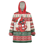 Aussie Cardinal Christmas Wearable Blanket Hoodie Festive Knitted Pattern Inspired