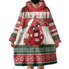 Aussie Cardinal Christmas Wearable Blanket Hoodie Festive Knitted Pattern Inspired