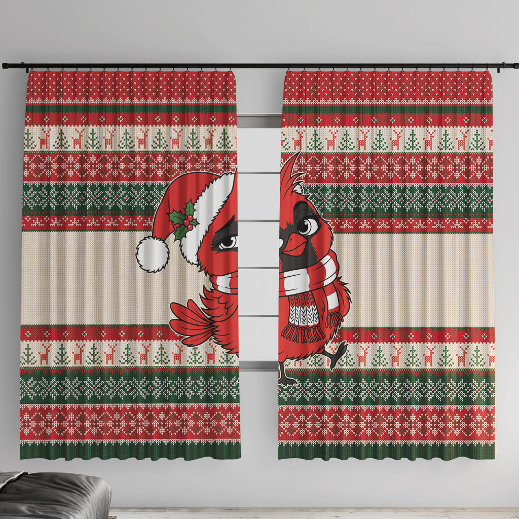 Aussie Cardinal Christmas Window Curtain Festive Knitted Pattern Inspired