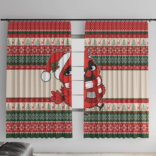 Aussie Cardinal Christmas Window Curtain Festive Knitted Pattern Inspired