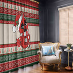 Aussie Cardinal Christmas Window Curtain Festive Knitted Pattern Inspired