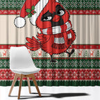 Aussie Cardinal Christmas Window Curtain Festive Knitted Pattern Inspired