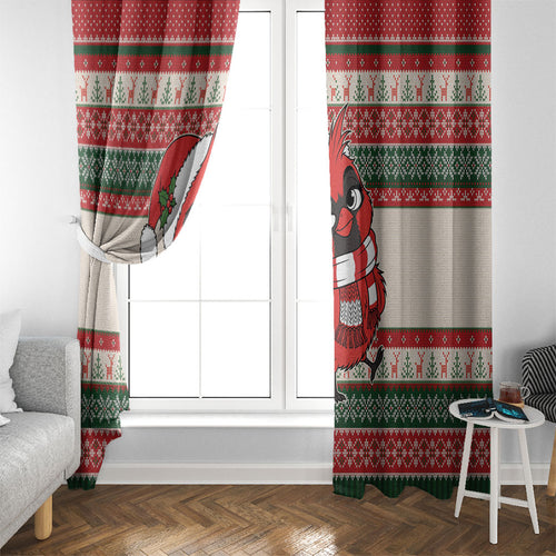 Aussie Cardinal Christmas Window Curtain Festive Knitted Pattern Inspired
