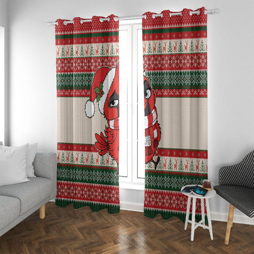Aussie Cardinal Christmas Window Curtain Festive Knitted Pattern Inspired