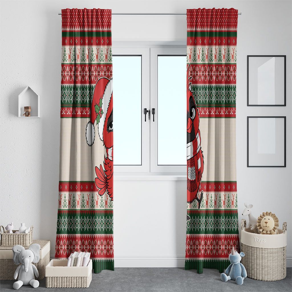 Aussie Cardinal Christmas Window Curtain Festive Knitted Pattern Inspired