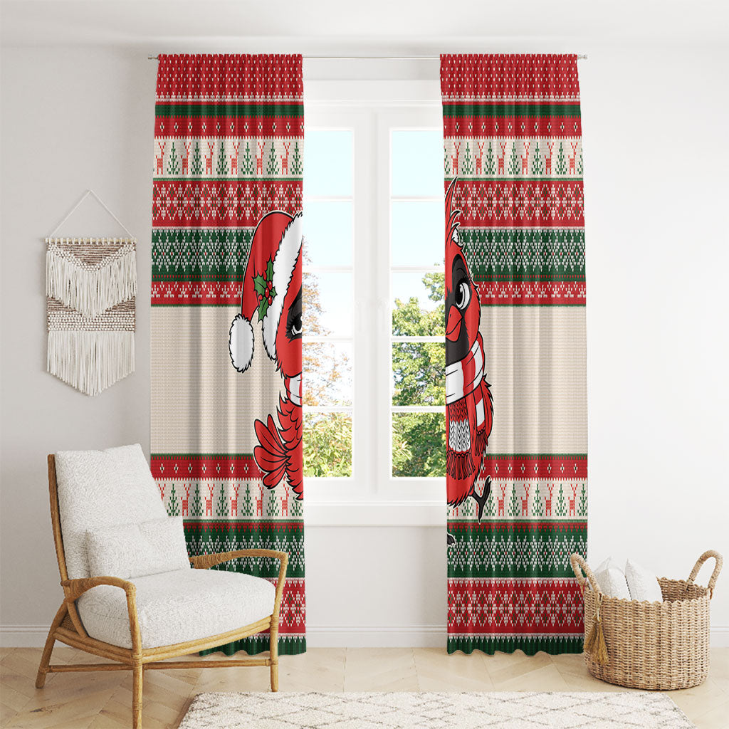 Aussie Cardinal Christmas Window Curtain Festive Knitted Pattern Inspired