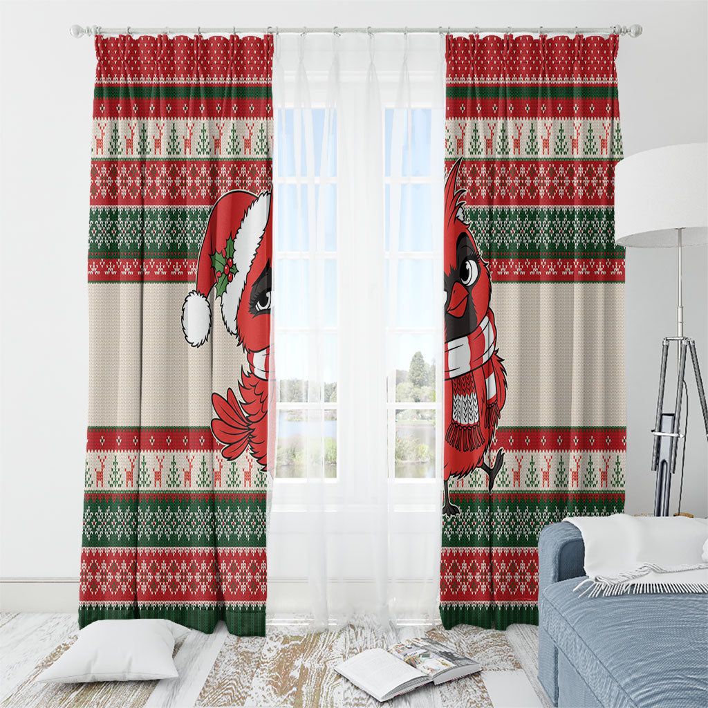 Aussie Cardinal Christmas Window Curtain Festive Knitted Pattern Inspired