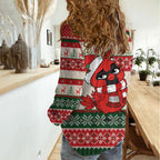Aussie Cardinal Christmas Women Casual Shirt Festive Knitted Pattern Inspired