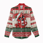 Aussie Cardinal Christmas Women Casual Shirt Festive Knitted Pattern Inspired
