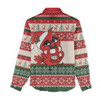 Aussie Cardinal Christmas Women Casual Shirt Festive Knitted Pattern Inspired