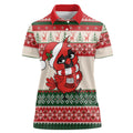 Aussie Cardinal Christmas Women Polo Shirt Festive Knitted Pattern Inspired