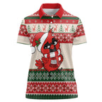 Aussie Cardinal Christmas Women Polo Shirt Festive Knitted Pattern Inspired