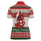 Aussie Cardinal Christmas Women Polo Shirt Festive Knitted Pattern Inspired