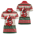 Aussie Cardinal Christmas Women Polo Shirt Festive Knitted Pattern Inspired