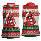 Aussie Cardinal Christmas Women Sleeveless Polo Shirt Festive Knitted Pattern Inspired