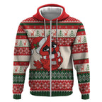 Aussie Cardinal Christmas Zip Hoodie Festive Knitted Pattern Inspired