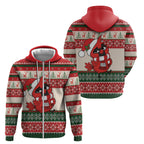 Aussie Cardinal Christmas Zip Hoodie Festive Knitted Pattern Inspired
