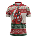 Aussie Cardinal Christmas Zipper Polo Shirt Festive Knitted Pattern Inspired