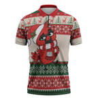 Aussie Cardinal Christmas Zipper Polo Shirt Festive Knitted Pattern Inspired