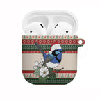 Aussie Fairy-wren Christmas AirPods Case Festive Knitted Pattern Inspired
