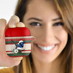 Aussie Fairy-wren Christmas AirPods Case Festive Knitted Pattern Inspired