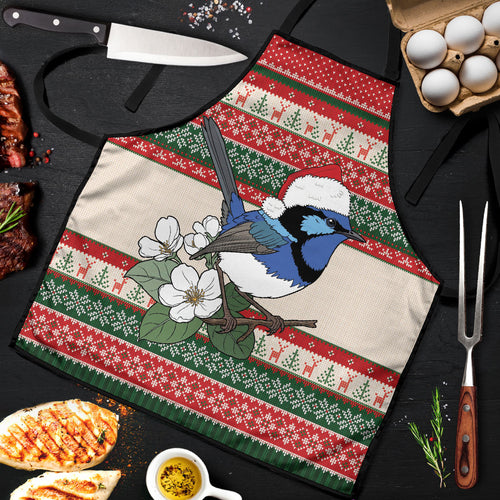 Aussie Fairy-wren Christmas Apron Festive Knitted Pattern Inspired