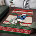 Aussie Fairy-wren Christmas Area Rug Festive Knitted Pattern Inspired