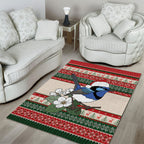Aussie Fairy-wren Christmas Area Rug Festive Knitted Pattern Inspired