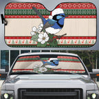 Aussie Fairy-wren Christmas Auto Sun Shade Festive Knitted Pattern Inspired