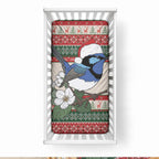 Aussie Fairy-wren Christmas Baby Bed Cover Festive Knitted Pattern Inspired