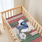 Aussie Fairy-wren Christmas Baby Bed Cover Festive Knitted Pattern Inspired