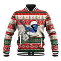 Aussie Fairy-wren Christmas Baseball Jacket Festive Knitted Pattern Inspired