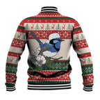 Aussie Fairy-wren Christmas Baseball Jacket Festive Knitted Pattern Inspired
