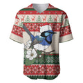 Aussie Fairy-wren Christmas Baseball Jersey Festive Knitted Pattern Inspired