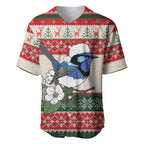Aussie Fairy-wren Christmas Baseball Jersey Festive Knitted Pattern Inspired