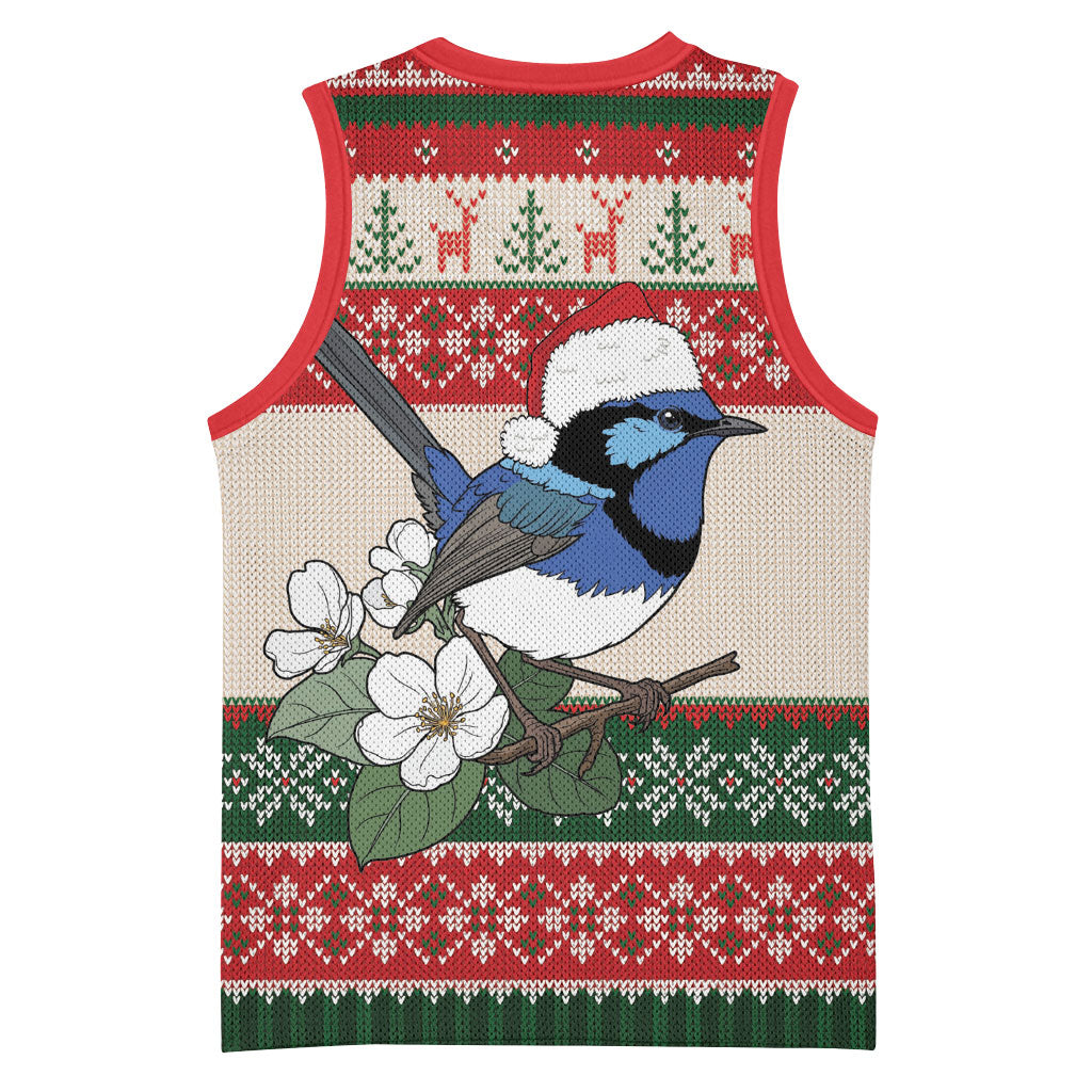 Aussie Fairy-wren Christmas Basketball Jersey Festive Knitted Pattern Inspired