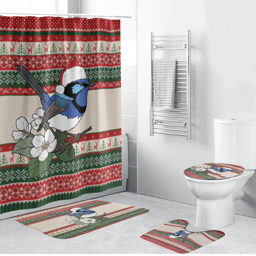 Aussie Fairy-wren Christmas Bathroom Set Festive Knitted Pattern Inspired