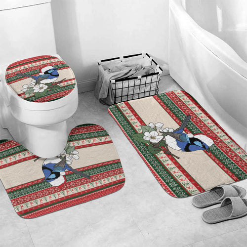 Aussie Fairy-wren Christmas Bathroom Set Festive Knitted Pattern Inspired