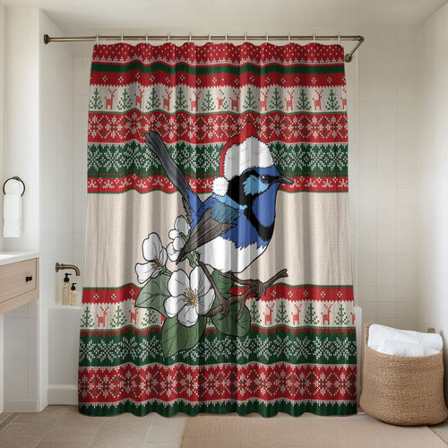Aussie Fairy-wren Christmas Bathroom Set Festive Knitted Pattern Inspired