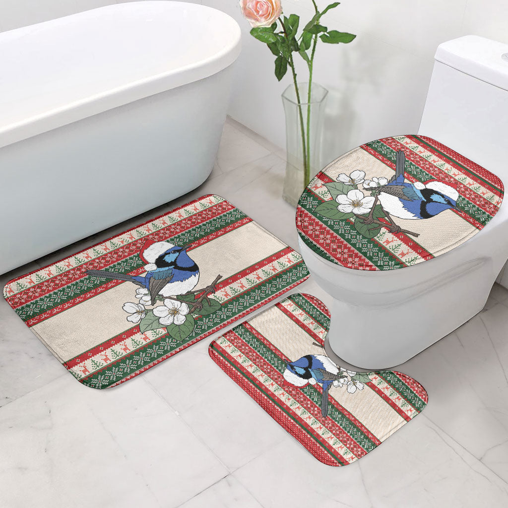 Aussie Fairy-wren Christmas Bathroom Set Festive Knitted Pattern Inspired